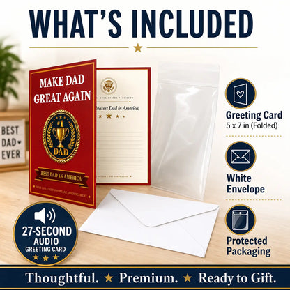 Hilarious Father’S Day Talking Card for Dad – 27-Second Real Presidential Voice, 5X7 Funny Gift for Dad, Husband, Grandpa from Son or Daughter