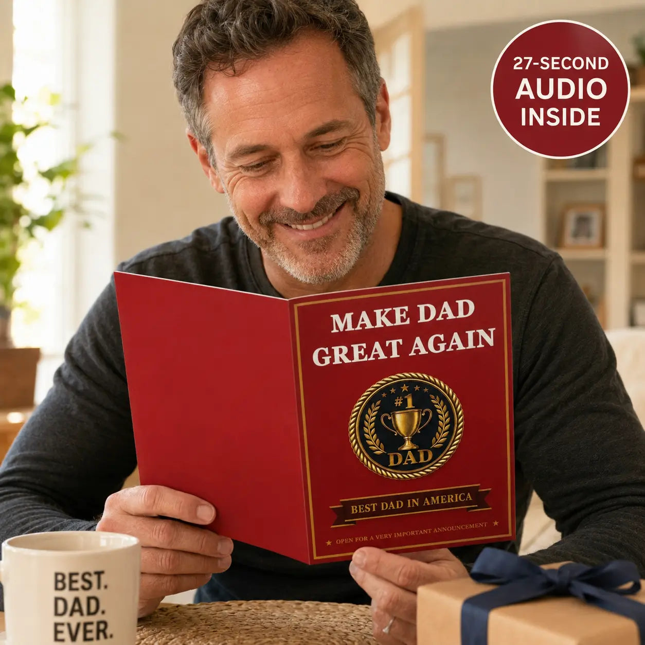 Hilarious Father’S Day Talking Card for Dad – 27-Second Real Presidential Voice, 5X7 Funny Gift for Dad, Husband, Grandpa from Son or Daughter