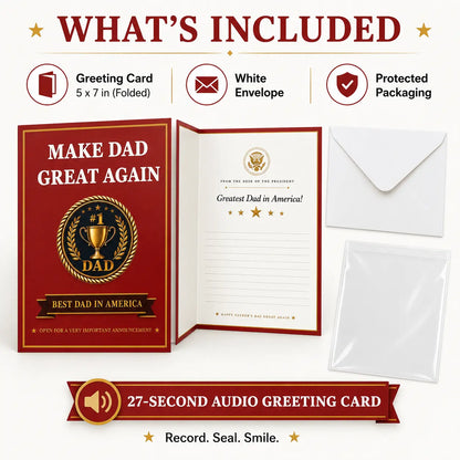 Hilarious Father’S Day Talking Card for Dad – 27-Second Real Presidential Voice, 5X7 Funny Gift for Dad, Husband, Grandpa from Son or Daughter