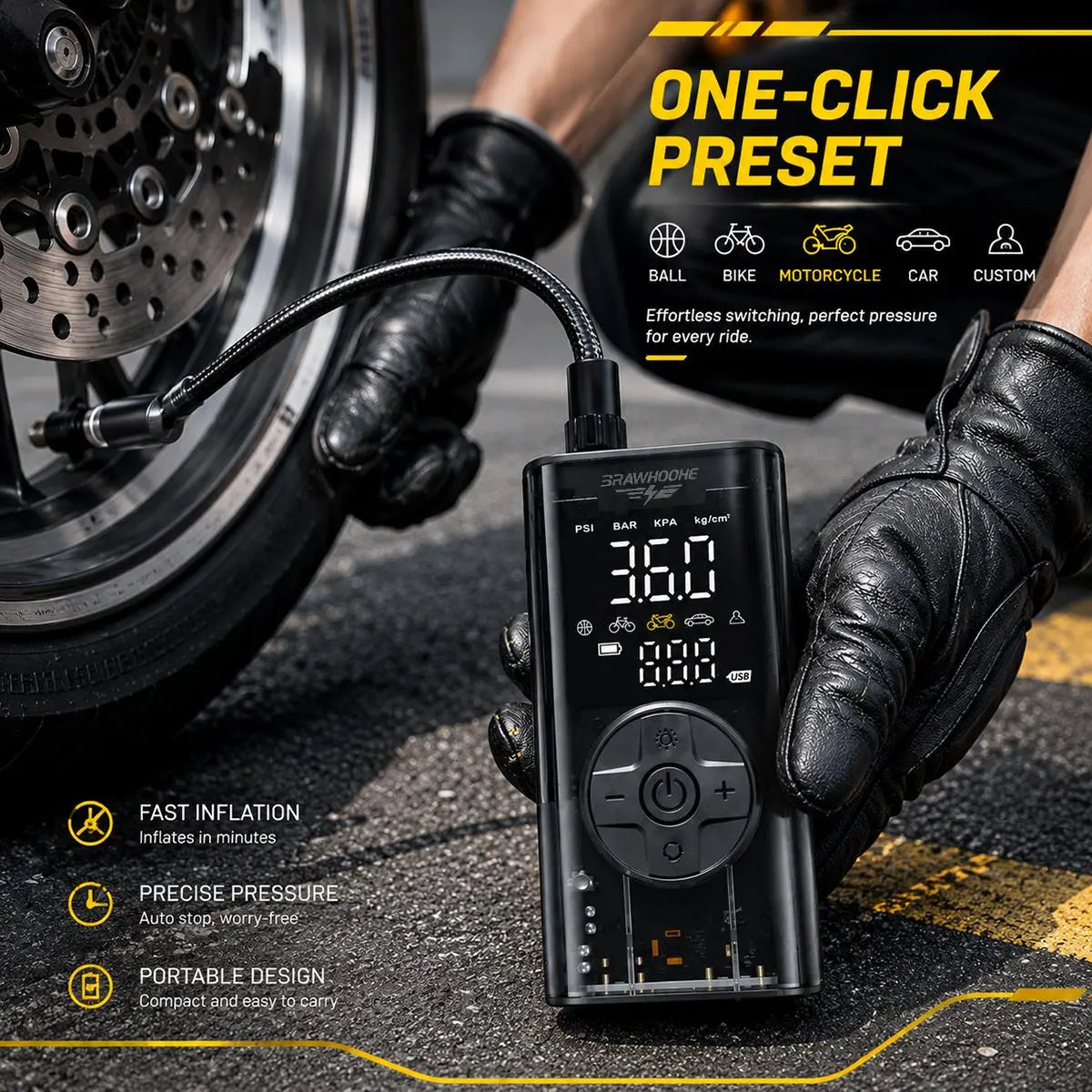 Father'S Day 150PSI Portable Tire Inflator with Digital Gauge & Auto-Off – Fast 5X Car Air Pump for Tires, Motorcycle, Bike, Balls – Perfect Car Gift for Men Women